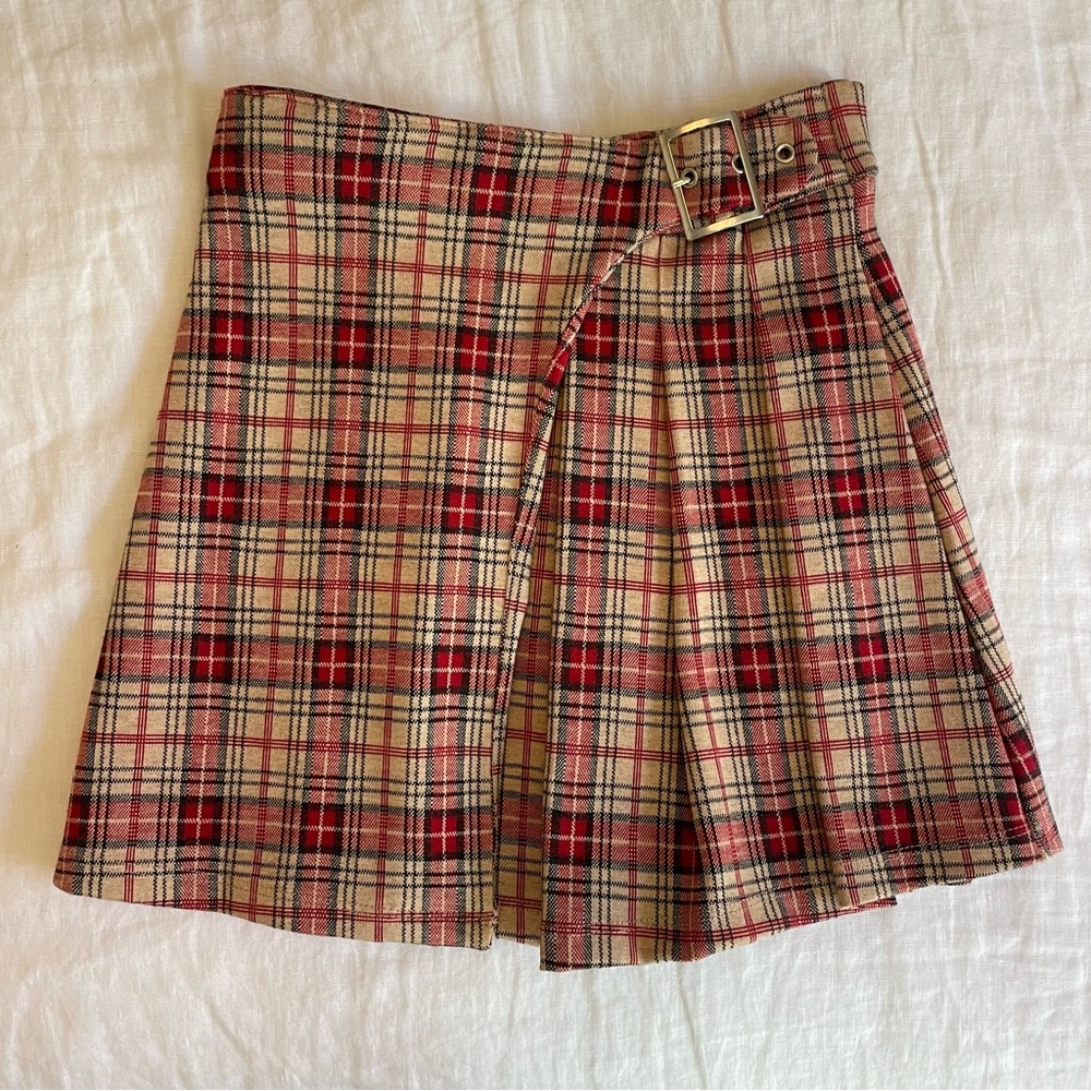 Girls’ Plaid Skirt with Buckle